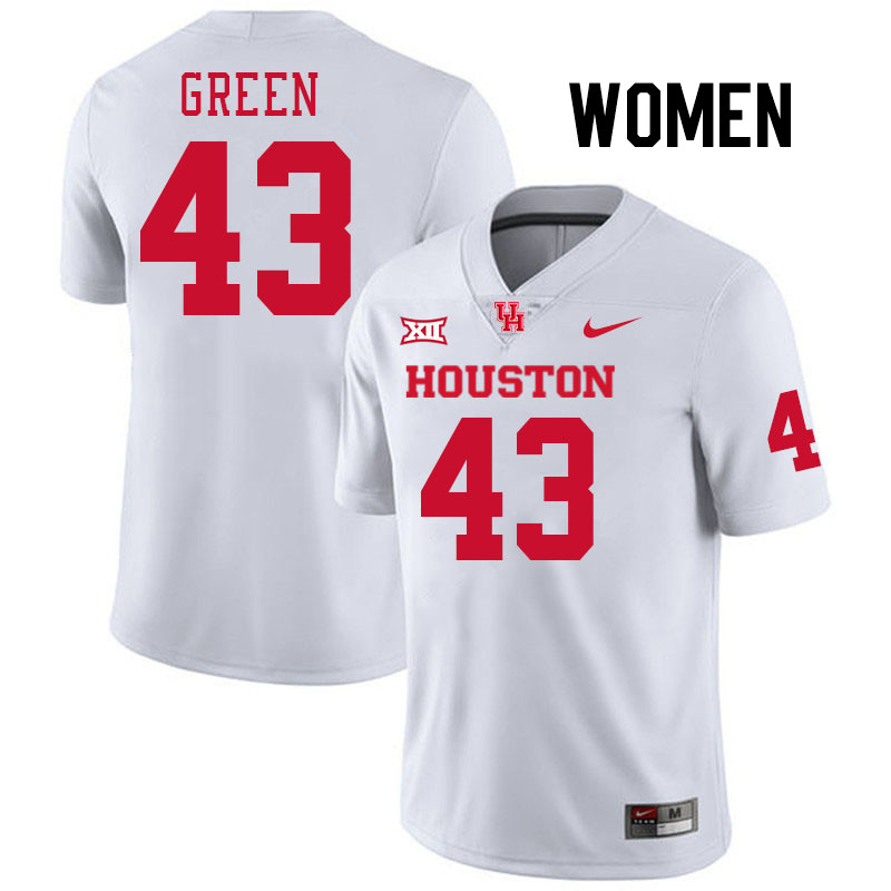 Women #43 Rickey Green Houston Cougars College Football Jerseys Stitched-White